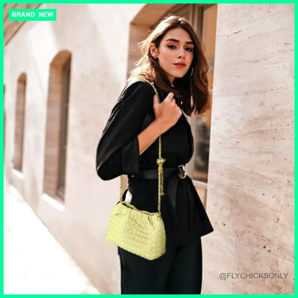 Woven Faux Leather Hobo Bag with Adjustable Strap, Crossbody Clutch Purse